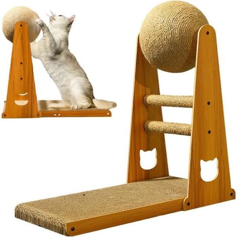 Grattoir pour Chat en L, Griffoirs épais pour Chat avec Boule à gratter pour Chat, Griffoir épais, griffoir Vertical Amovibles (1/4)