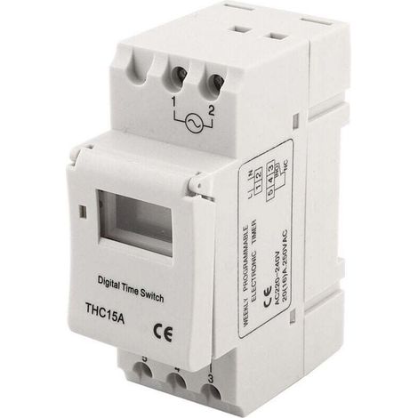 Commutateur Minuterie Numérique Programmable 20A 220-240V Rail DIN THC15A (1/4)