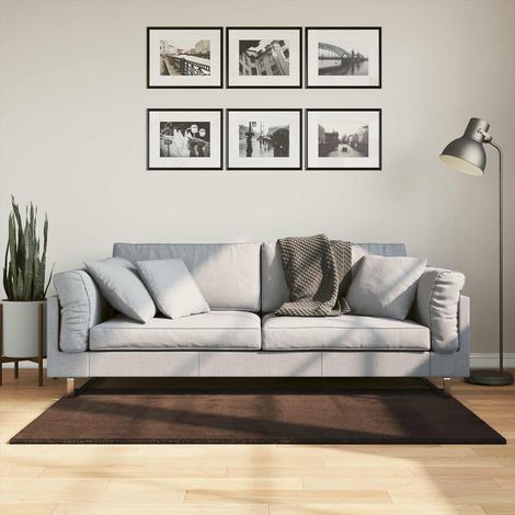 Rug HUARTE Brown 80 x 150 cm 100% Polyester Flat vidaXL