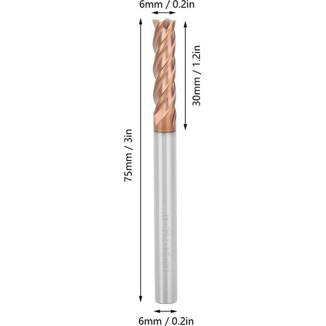 Fraise en carbure de tungstène, fraise en aluminium à 4 dents, fraise en alliage de carbure de tungstène, outil de coupe CNC, fraise CNC 6D2475L4F (1/5)