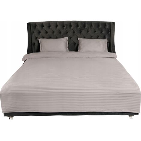 Graue Satinbettwäsche, 100 % Baumwolle, Hotelqualität, 5-teiliges Set, 160 x 220 cm (1/5)