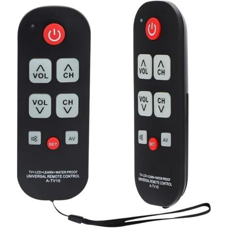 Télécommande universelle pour TV avec grand bouton pour personnes âgées, personnes âgées, télécommande universelle, installation facile, pour TV, LCD, bureau