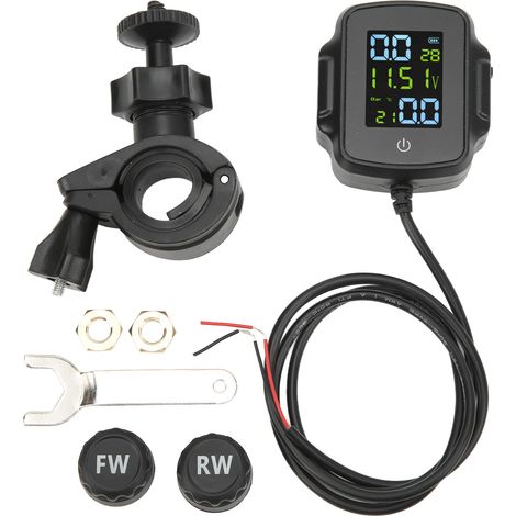 Ejoyous Système de Surveillance de la Pression des Pneus Moto, Système de Surveillance de la Pression des Pneus TPMS Capteur de Pression des Pneus sans Fil Manomètre des Pneus Vélo avec (1/5)