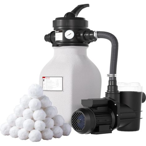 Système de filtration à sable 6 m³/h avec balles filtrantes 700 g Valve à 7 voies adaptateur 2 en 1 32 mm 38 mm diamètre Filtre de piscine avec indicateur de pression (1/5)