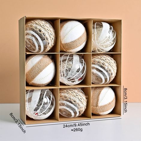 Boule De Décoration De Noël - Lot De 18 Pièces En Verre Acrylique Transparent Et Blanc - Style Rustique Pour Arbre De Noël Et Décoration De Fête (1/5)