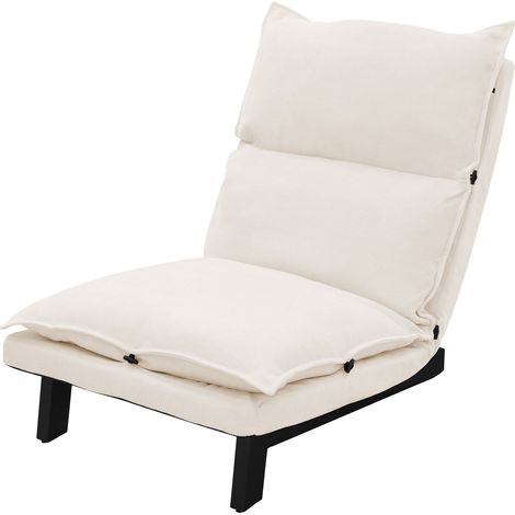 ML-Design Sedia da Pavimento Beige in Lino con Schienale Regolabile 90-180° Struttura in Acciaio Imbottito Poltrona Lounge Cuscino da Terra Divano Pigro per Meditazione Poltroncina Relax (1/5)