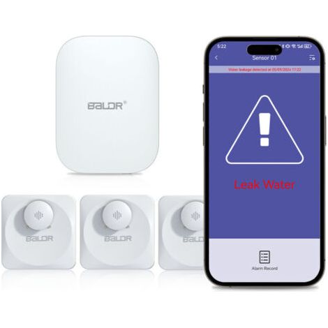 BALDR-Alarme de fuite d'eau, alarme intelligente de téléphone portable, décibel 100db, appel dans toute la maison, inspection intelligente (1/4)