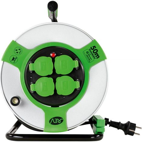 Enrouleur de câble 50m acier IP44 4-sorties st-gn H05RR-F 3G1,5