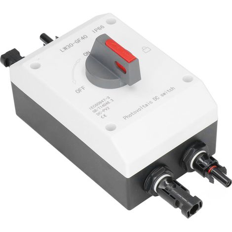 Boîtier de combinaison solaire IP66 DC1200V 32A avec interrupteur de sectionnement PV et connecteurs solaires, pour systèmes photovoltaïques hors réseau, camping-cars, bateaux et installations connect (1/5)