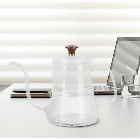 Cafetière en verre, bec long, bec inversé, disponible en plusieurs couleurs, incurvée 600 ml. (1/5)