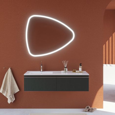 Badezimmerschrank, 120 Cm, Dunkelgrau, Asymmetrisches Waschbecken Und Klappspiegel Seattle (1/5)