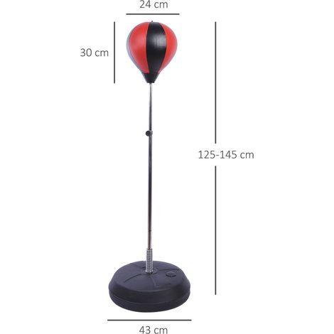 Punching ball de pie ajustable de 125 a 145 cm con guantes y bomba rojo HAVRYA (1/4)
