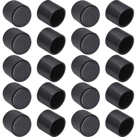Protectores para patas de sillas (20 unidades), de goma, negros, almohadillas pequeñas para sillas, protectores de suelo, reducen arañazos - 25 mm (1/5)