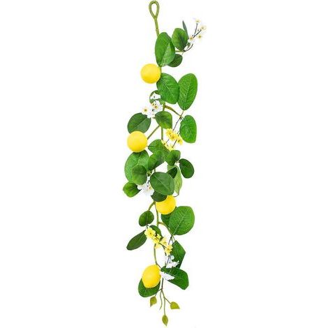 Hängende Rattanblumengirlande, Zitronen-Rattan-Dekoration, Rattan für Wohndekoration – 70 x 20 cm – Gelb (1/4)