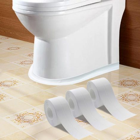 Bande de calfeutrage étanche et anti-moisissure pour toilettes, ruban adhésif d'étanchéité pour cuisine et salle de bain, ruban étanche pour salle de bain, ensemble de trois pièces 3,7 cm x 3,2 m. (1/5)