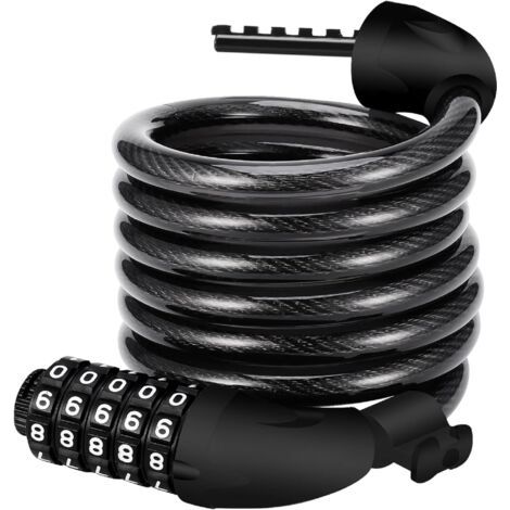 Antivol Velo,Cadenas de velos Long 120cm x 12mm,Câble Antivol pour Vélo avec 5 Chiffres Intelligente Code, Verrouillage à Vélo Antivol