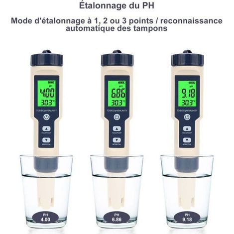1 5-in-1 Pool-Tester: pH-Wert, TDS, EC, Salzgehalt, Temperatur, IP67, Trinkwasser, Hydrokultur, Aquarium (1/5)