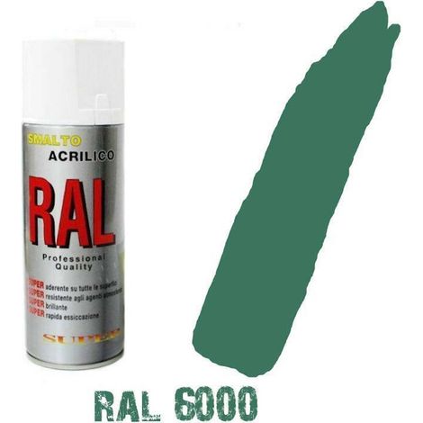 Bomboletta spray verde motore ral 6000 acrilico vernice brillante lucido