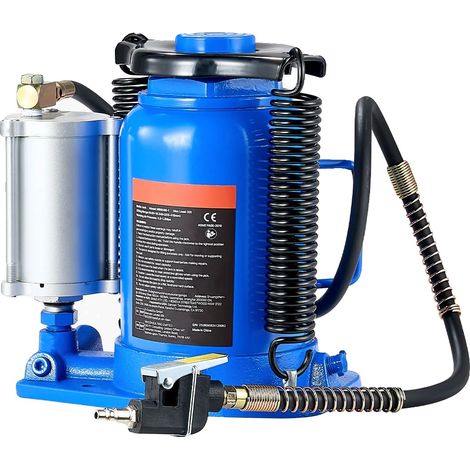 Cric hydraulique, fonctionnement manuel et pneumatique, haute capacité de charge, 32T Bleu (1/2)