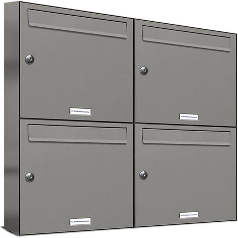 4er Premium Briefkasten Aluminiumgrau RAL Farbe 9007 für Außen Wand Postkasten 2x2 S (1/5)