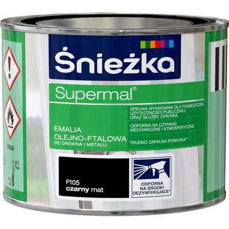 Śnieżka Supermal Öl-Phthalsäure-Emaille Holz Metall schwarz matt 0,2L