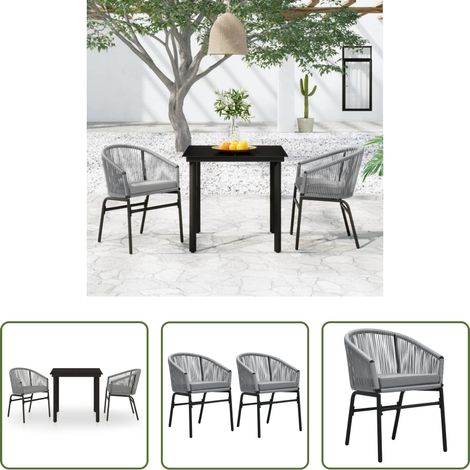 Salle à manger extérieure - Ensemble à manger de jardin 3 pcs Gris (1/5)