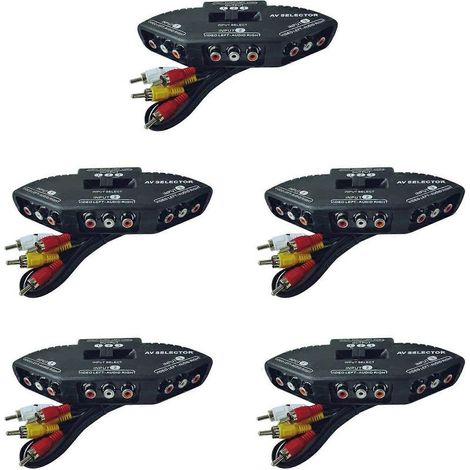Commutateur audio/vidéo AV 5 canaux et 3 canaux, boîtier de sélection, distributeur et commutateur avec câble compatible avec les téléviseurs, les lecteurs multimédias et autres appareils. (1/5)