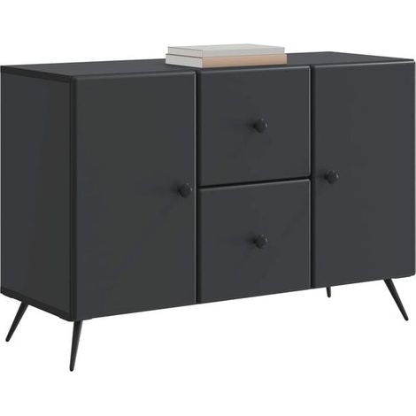Buffet de Cuisine avec Tiroirs, Meuble Rangement Noir 89 x 34,5 x 60 cm, En Bois d'Ingénierie (1/5)