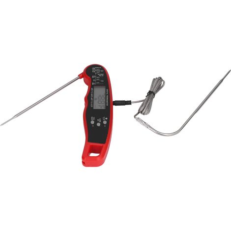 Thermomètre de barbecue double sonde à tête LCD, numérique pour viande, facile à ranger, usage domestique BBQ rouge (1/5)