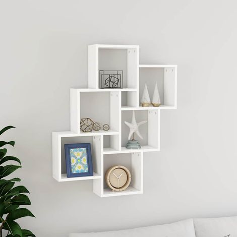 Étagère cube murale Étagère de Rangement - Meuble de rangement Blanc 78x15x93 cm Aggloméré BV730660 - BonneVie (1/5)