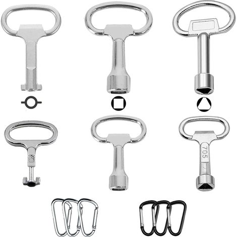 12 Passe Partout Set, Clé Triangle Poubelle Cle Carre, Clé à Fente en Métal, Square Key Clef Triangle, Clés Universelle Armoire Electrique, clé Pompier (1/5)