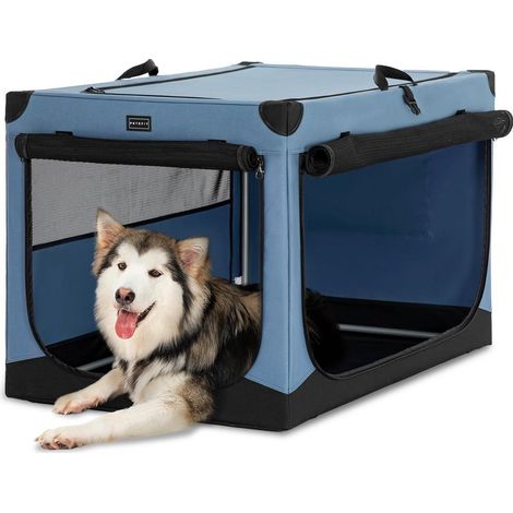Faltbare Hundebox 100cm Blau mit 3 Türen für kleine, mittlere und große Hunde (1/5)