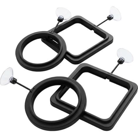 Set mit 4 Schwimmringen mit Saugnäpfen, rund und quadratisch, Futter- und Pflanzenhalter, Süßwasseraquarium (1/5)