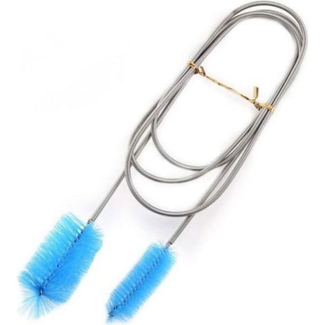 Brosse Tube Propre de Nettoyage pour Tuyau d'eau Flexible Double Tête Tube Pipe Réservoir de Poissons Printemps (Bleu) (1/4)