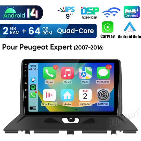 9 pouces Carplay Autoradio pour Peugeot Expert 2007-2016 Android 2+64GB JUNSUN (1/5)