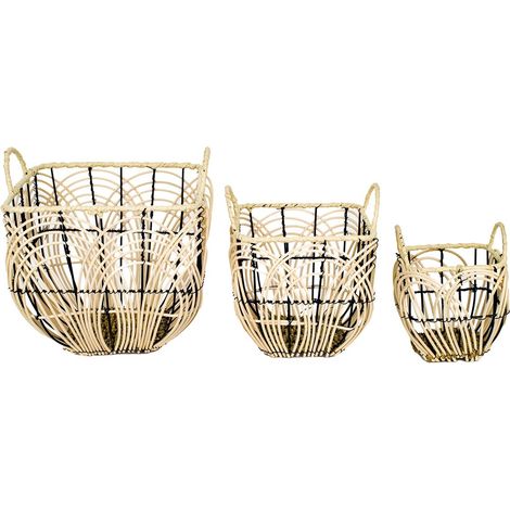Signes Grimalt Cesta Decoracion Cestas Fruta Con Asas 3 Uni. Cestas Marrón 27x29x29cm 27654 (1/4)