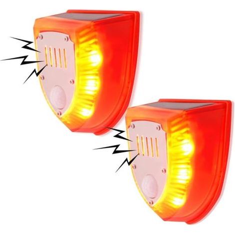 Alarma estroboscópica solar para exteriores en granjas y patios, con detector de movimiento, panel policristalino impermeable, sirena intermitente y luz LED. 2 bolsas. (1/5)