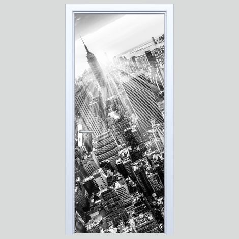 Adhesivo de tela para puerta con vista de pájaro de la ciudad 047PD