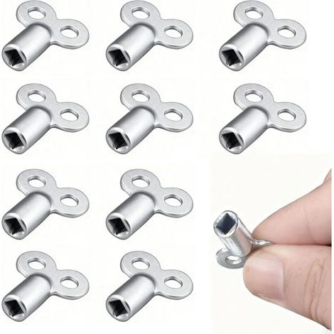 10 Pièces Clés de Purge pour Radiateur, Universelle Clés de Purge Clés Carrées Cle Chauffage Central et Accessoires compatibles avec Tous Types de Chauffages pour de Nombreux Radiateurs Argent (1/5)