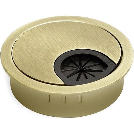 pasacables empotrable palma. zamak con goma. oro cepillado. diámetro 60mm