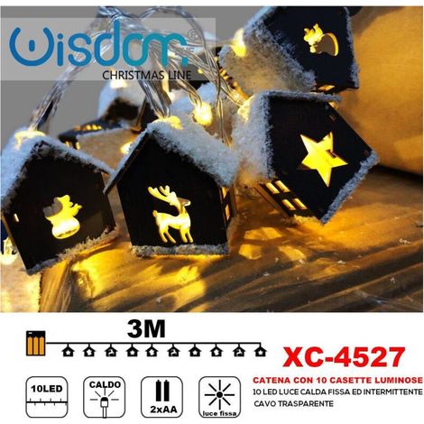Vtizikl Catena 10 Casette Luminose 10led Batteria Luce Calda Fissa+intermittente Xc-4527 -