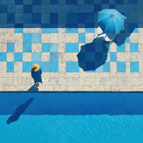 Tableau sur toile piscine bleue 45x45 cm - Impression sur Toile Murale Décorative - Image imprimée en HD sur Toile - Toile sur Châssis en Bois FSC - Fabriqué en France (1/5)