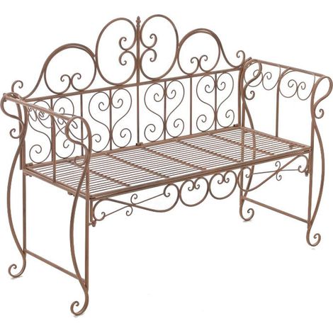 Banc de jardin design rustique largeur 128 cm en métal marron vieilli 100002938 (1/5)