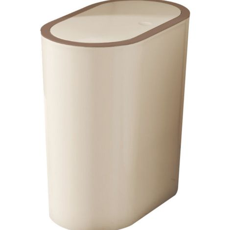 Poubelle Salle Bain avec Couvercle Basculant Design Compact et Moderne Plastique Résistant et Facile à Nettoyer avec Capacité 15L 17 x 31 x 31 cm,Crème jaune (1/4)