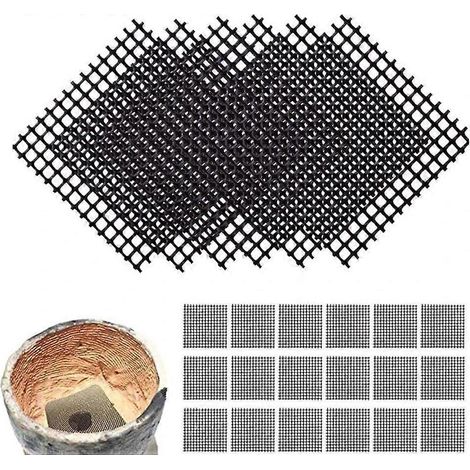 Gravier de drainage pour pots de fleurs, 50 pièces de coussinets carrés en maille pour trous de pots de fleurs (1/4)