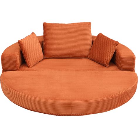 Sofá cama plegable multifuncional de pana naranja, espuma sin muelles, 173 x 176 cm, MODENUIT (1/5)