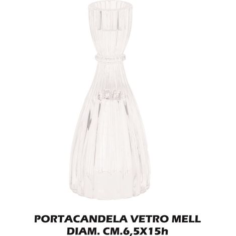 Candeliere Portacandela in Vetro Mell 1 Fiamma 6,5 cm h. 15 cm