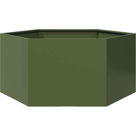 Pflanzkübel Olivgrün Sechseckig 104x90x45 Stahl