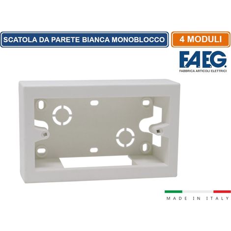 FAEG CASSETTA MODULARE DA PARETE MONOBLOCCO 4 POSTI BIANCA IP40 - FG10264 (1/2)