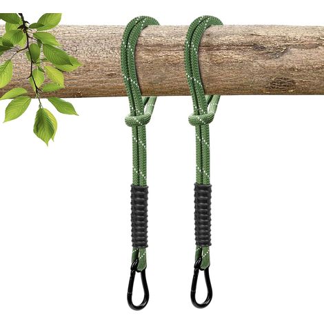 2 Pièces Corde de Fixation pour Balançoires Kit de Suspension de Hamac Lourd et Siège Suspendus, Conçu pour Balançoires de Jardin, d'arbre et de Parc de Jeux, Diamètre 12 mm (154cm / Vert) (1/5)